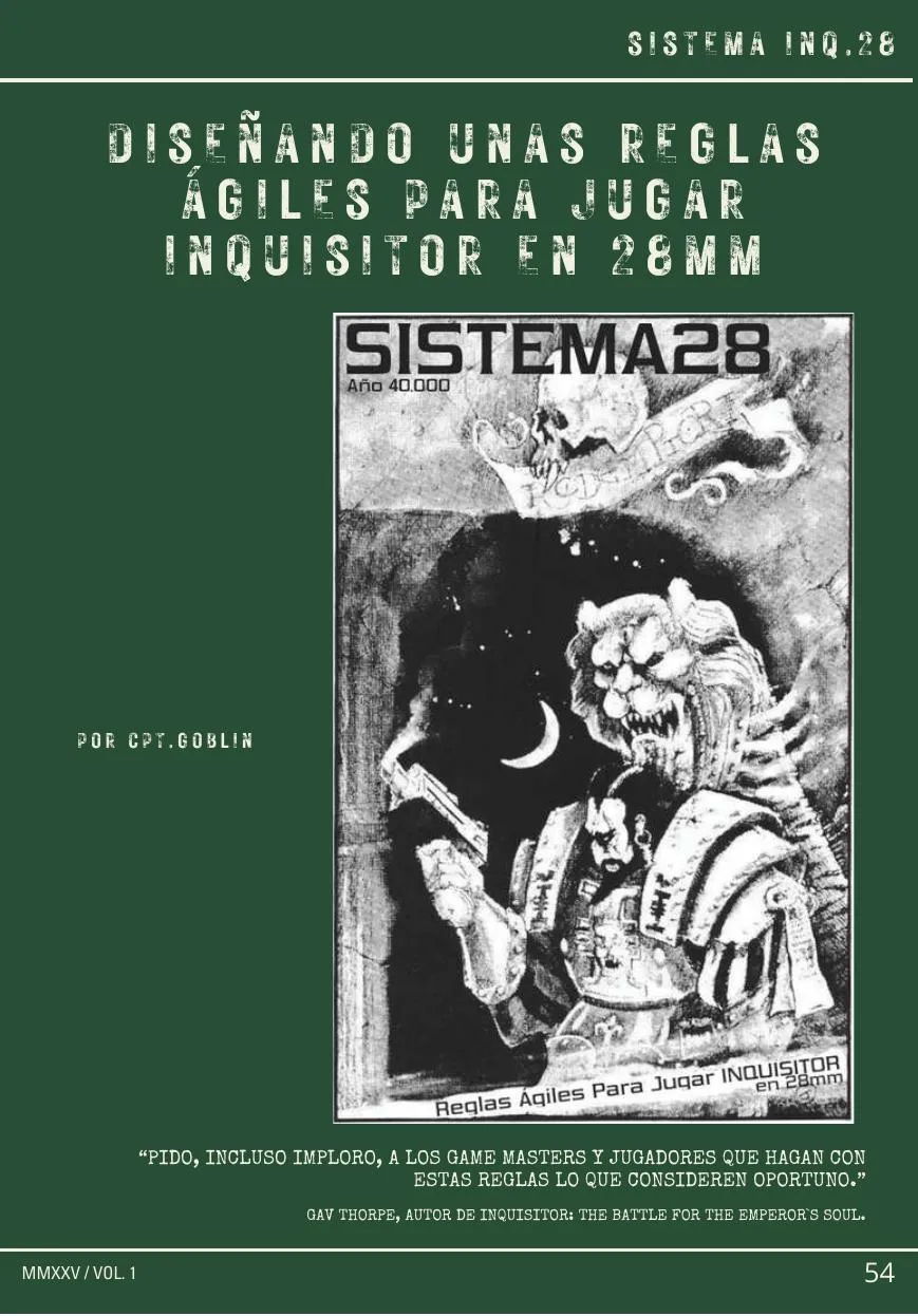 Página de Sistema INQ28 con la portada ilustrada del reglamento Sistema28