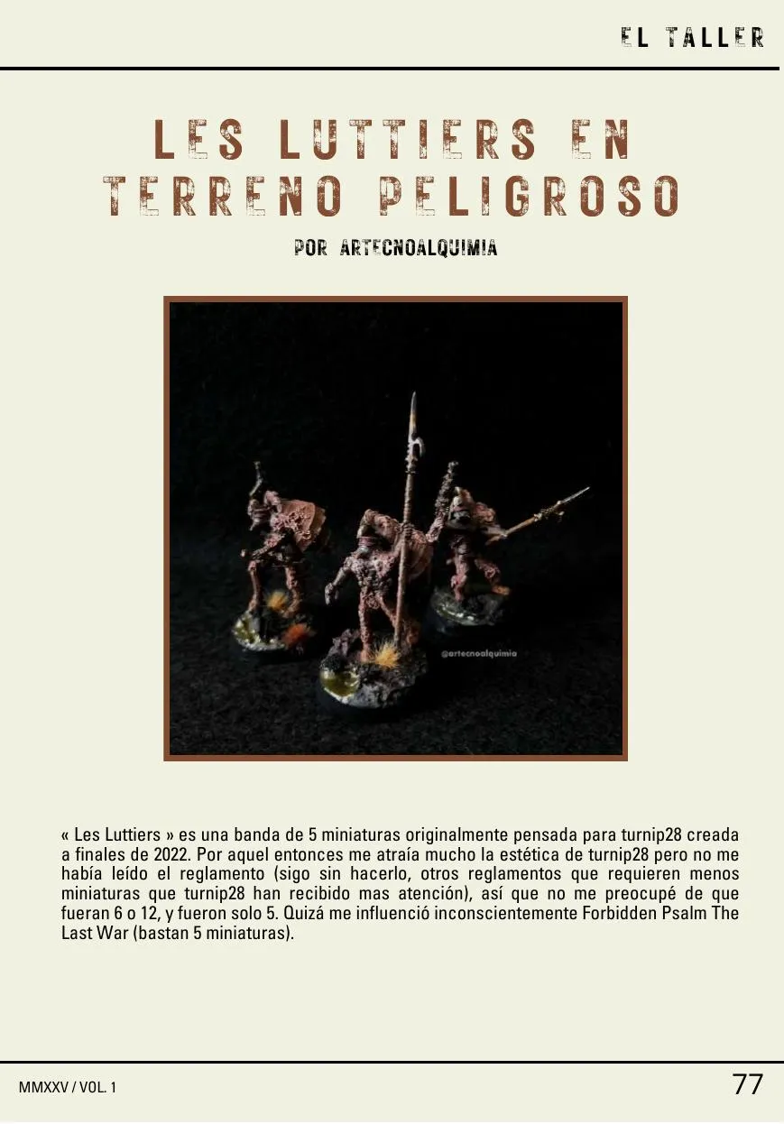 Página de El Taller con la banda de miniaturas Les Luttiers, de Artecnoalquimia